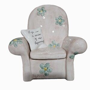 Comfy Chair Ceramic Trinket Jewelry Box Light Pink 7" Inspirational Gift